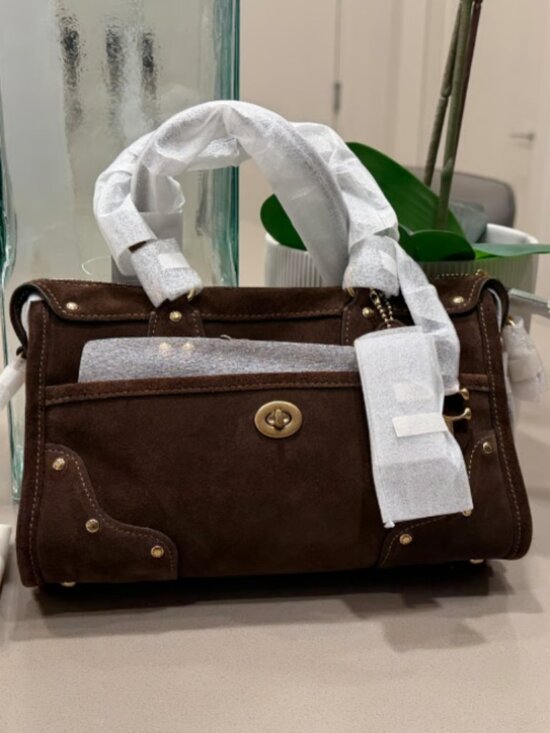 Coach Handbags - Coach Rhyder 24 in Chocolate Brown Suede